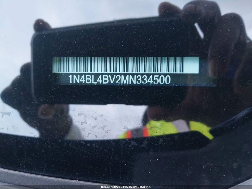 2021 Nissan Altima S Fwd VIN: 1N4BL4BV2MN334500 Lot: 43734220