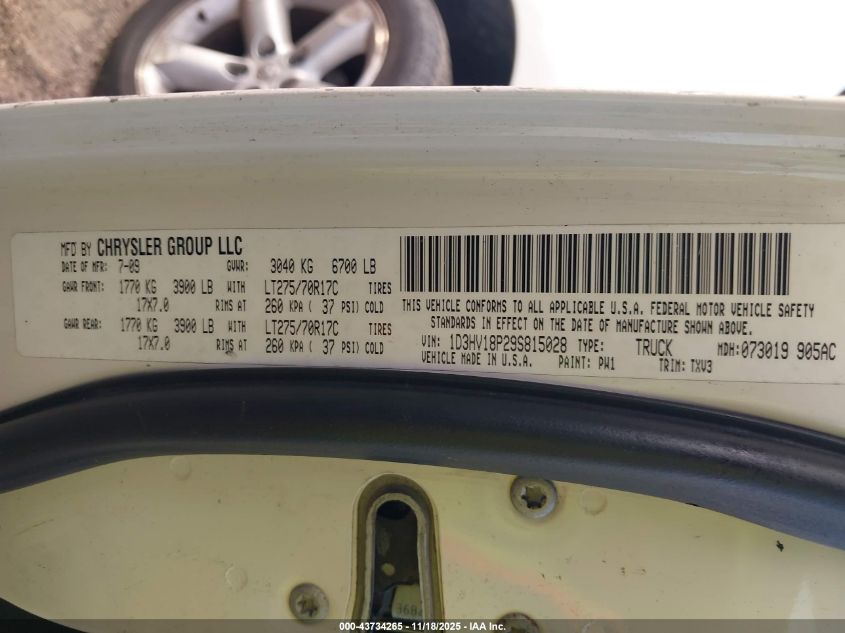 2009 Dodge Ram 1500 St VIN: 1D3HV18P29S815028 Lot: 43734265