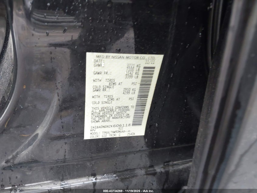 5N1BA0NDXCN606118 2012 NISSAN ARMADA photo no. 9
