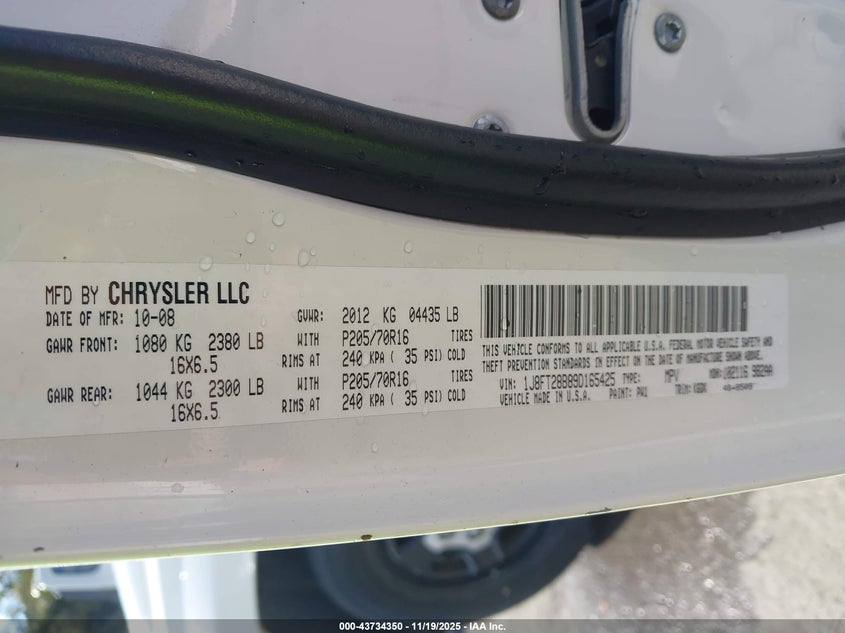 1J8FT28B89D165425 2009 JEEP LIBERTY (PATRIOT) photo no. 9