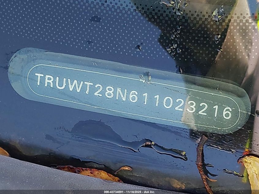 2001 Audi Tt VIN: TRUWT28N611023216 Lot: 43734591