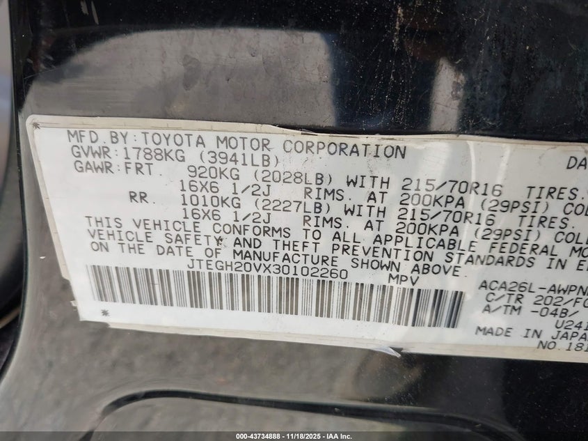 JTEGH20VX30102260 2003 TOYOTA RAV 4 photo no. 9