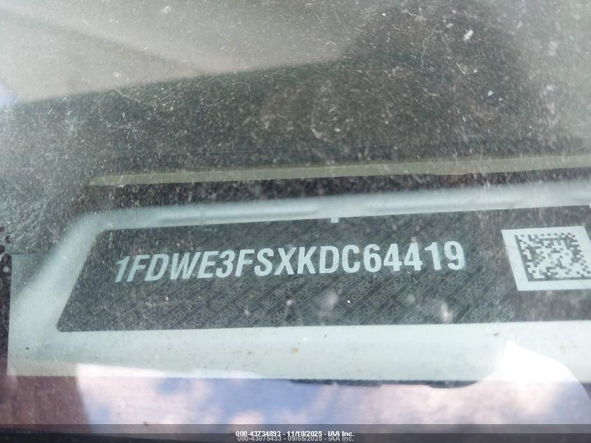 2019 Ford E-350 Cutaway VIN: 1FDWE3FSXK0C64419 Lot: 43734893