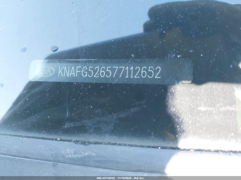 2007 Kia Rondo Lx V6 VIN: KNAFG526577112652 Lot: 43735328