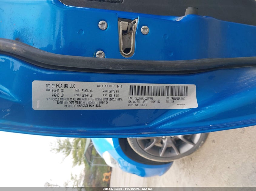 2015 Dodge Dart Se VIN: 1C3CDFAA1FD368849 Lot: 43735370