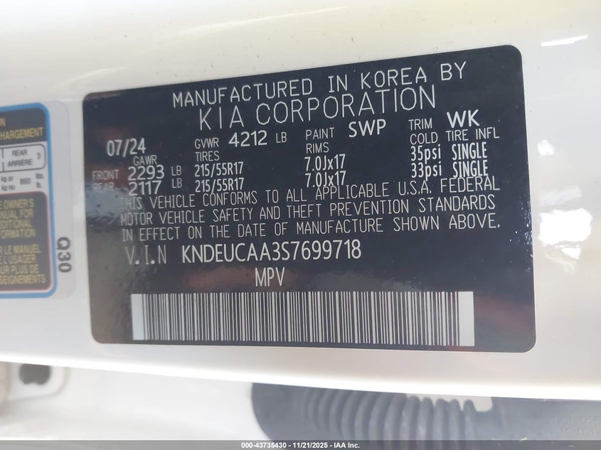 2025 Kia Seltos S VIN: KNDEUCAA3S7699718 Lot: 43735430
