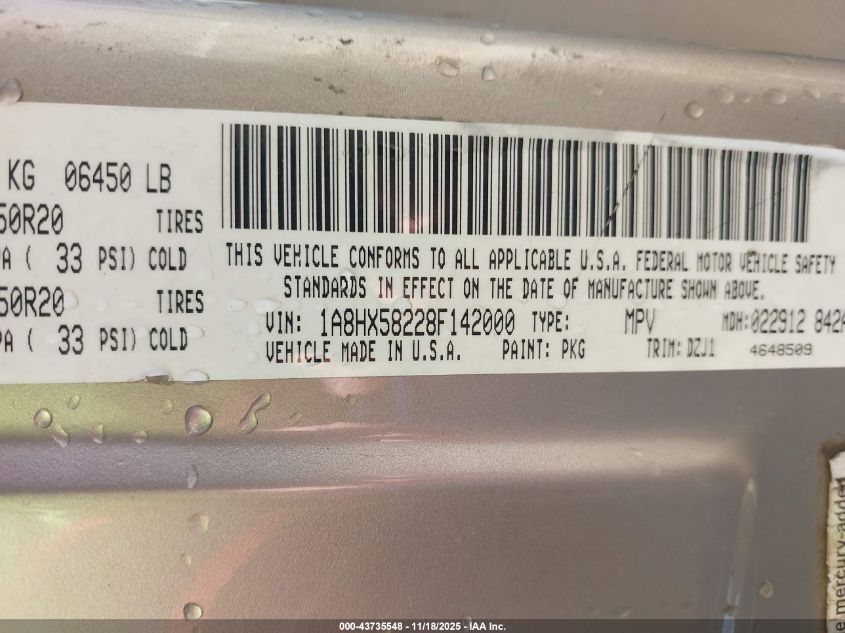 2008 Chrysler Aspen Limited VIN: 1A8HX58228F142000 Lot: 43735548