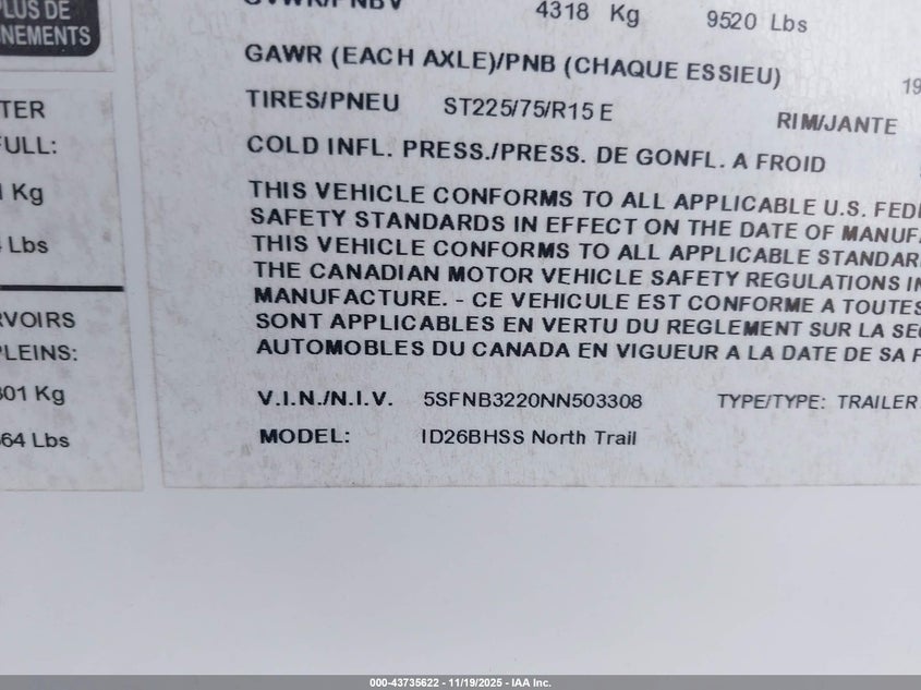 5SFNB322022503308 2022   photo no. 9
