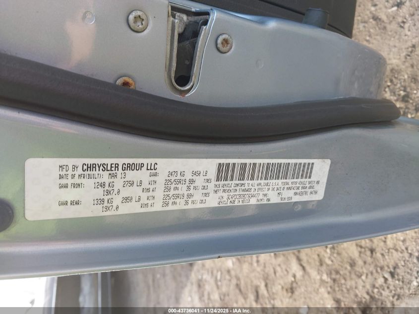 2013 Dodge Journey Sxt VIN: 3C4PDCBG9DT634477 Lot: 43736041