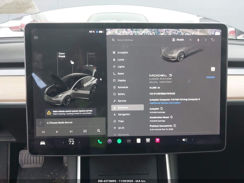 2020 Tesla Model 3 Long Range Dual Motor All-Wheel Drive VIN: 5YJ3E1EB8LF616422 Lot: 43736093