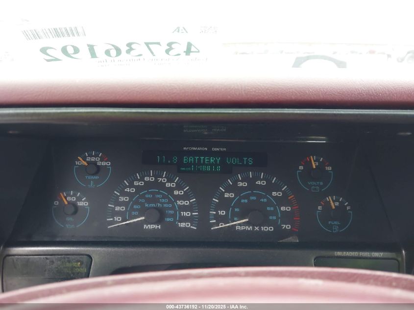 1992 Oldsmobile Toronado Trofeo VIN: 1G3EV13L2NU301548 Lot: 43736192