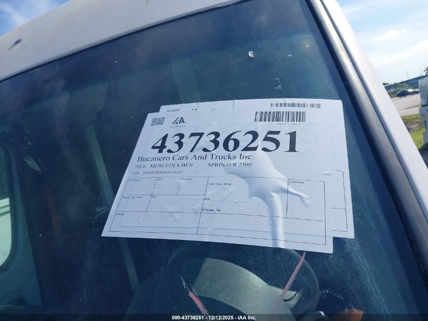 2016 Mercedes-Benz Sprinter 2500 High Roof/High Roof VIN: WD3PE8DD3GP246161 Lot: 43736251