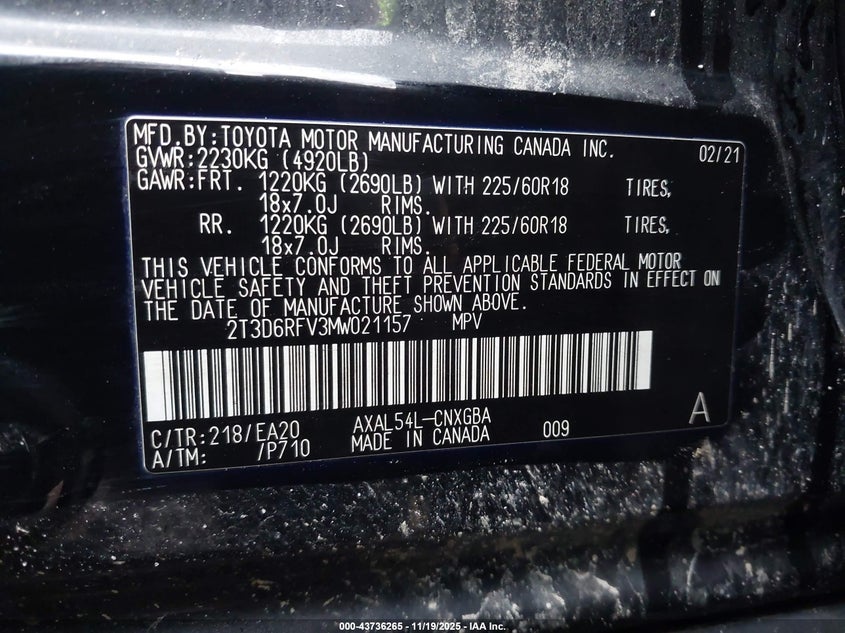 2021 TOYOTA RAV4 HYBRID LIMITED - 2T3D6RFV3MW021157