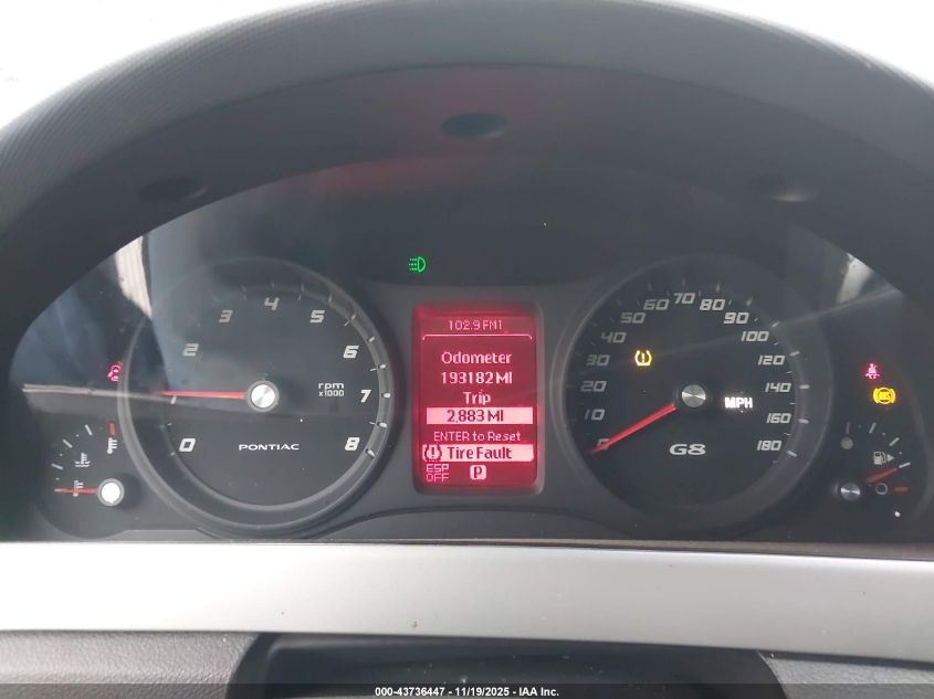 2009 Pontiac G8 VIN: 6G2ER57759L180820 Lot: 43736447