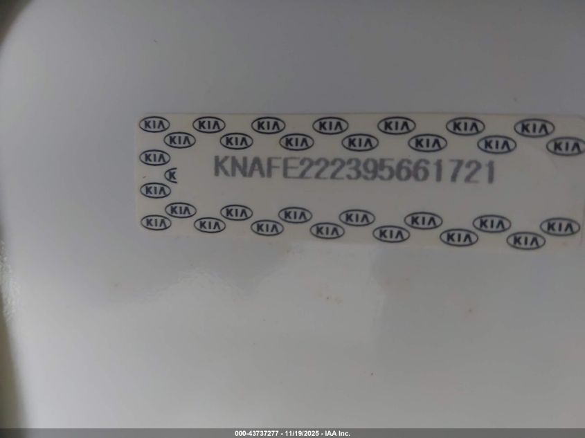 2009 Kia Spectra Ex VIN: KNAFE222395661721 Lot: 43737277