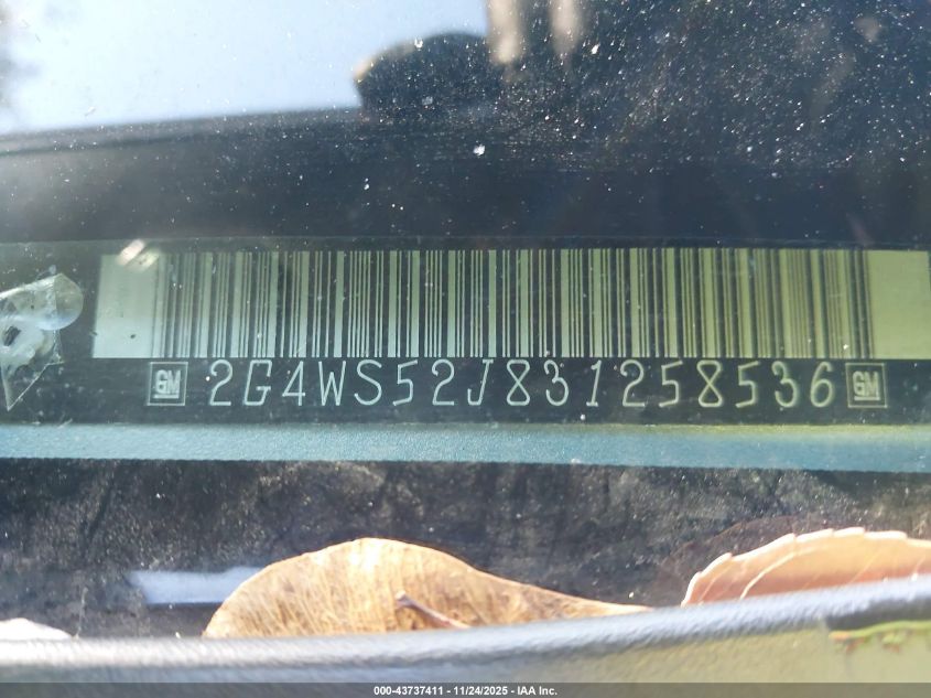 2003 Buick Century Custom VIN: 2G4WS52J831258536 Lot: 43737411