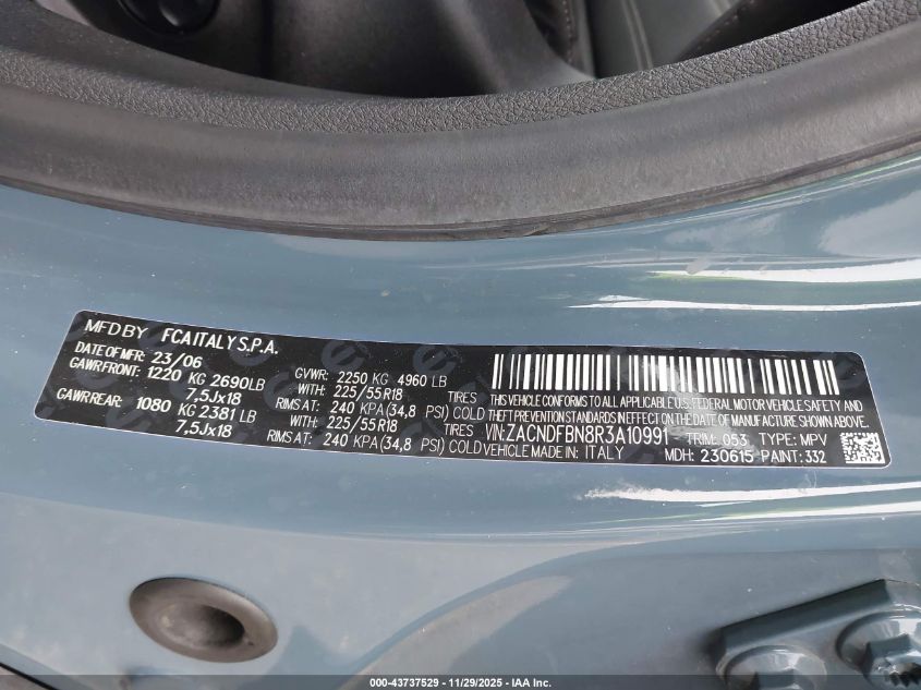 2024 Dodge Hornet Gt Plus Awd VIN: ZACNDFBN8R3A10991 Lot: 43737529