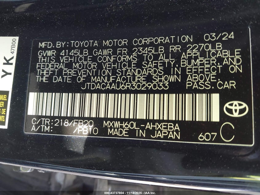 JTDACAAU6R3029033 2024 TOYOTA PRIUS photo no. 9