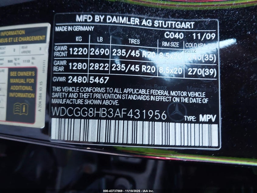 2010 Mercedes-Benz Glk 350 4Matic VIN: WDCGG8HB3AF431956 Lot: 43737869