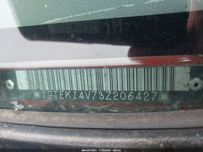 2003 GMC Sierra 1500 VIN: 1GTEK14V73Z206427 Lot: 43737901