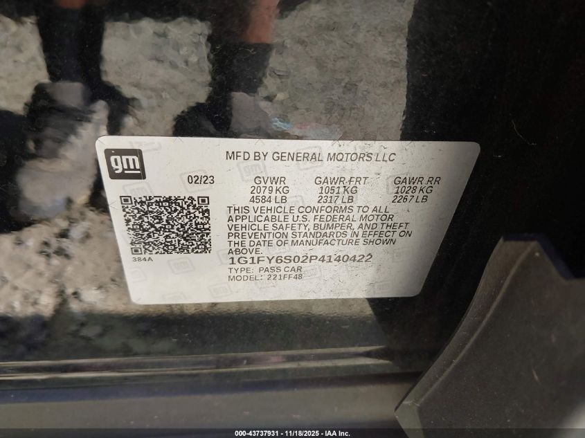 2023 Chevrolet Bolt Euv Fwd Lt VIN: 1G1FY6S02P4140422 Lot: 43737931