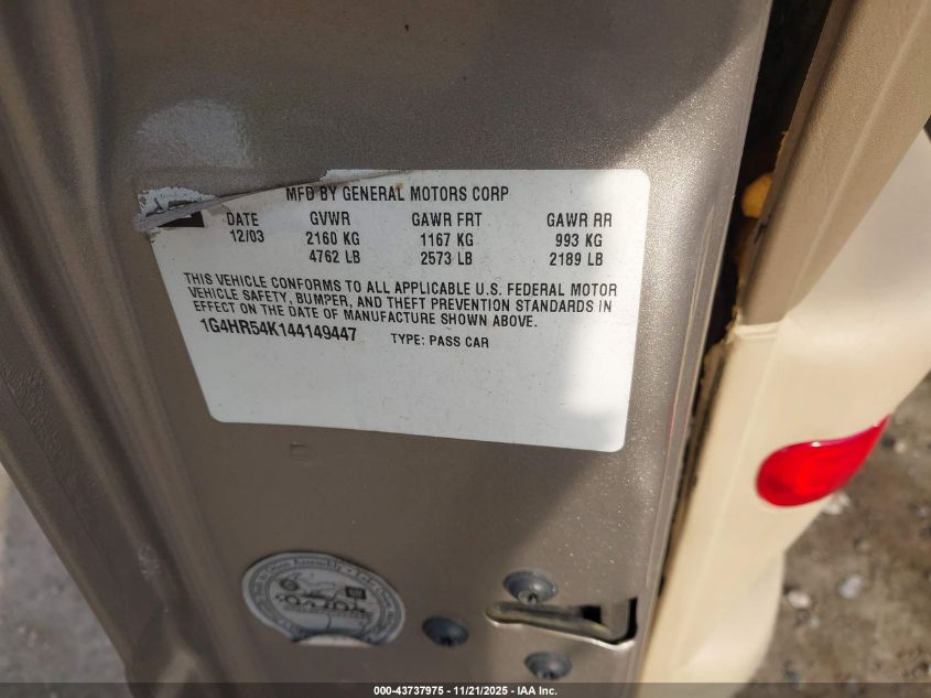 2004 Buick Lesabre Limited VIN: 1G4HR54K144149447 Lot: 43737975