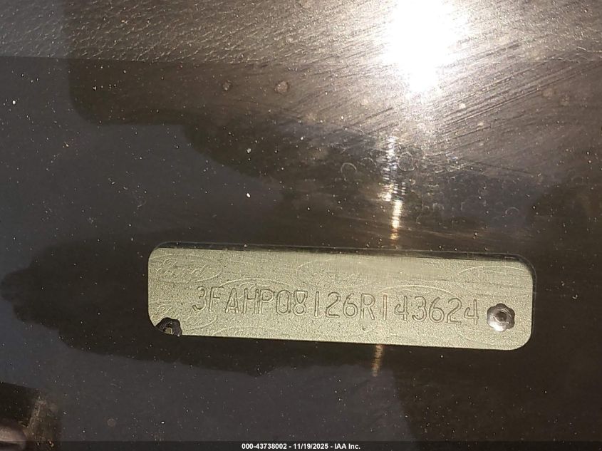 2006 Ford Fusion Sel VIN: 3FAHP08126R143624 Lot: 43738002