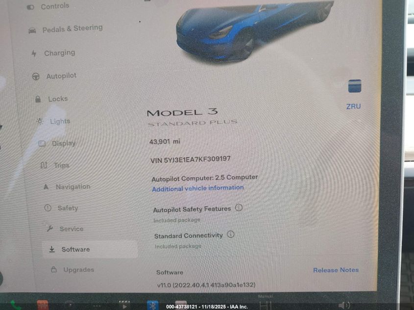 2019 Tesla Model 3 Long Range/Mid Range/Standard Range/Standard Range Plus VIN: 5YJ3E1EA7KF309197 Lot: 43738121