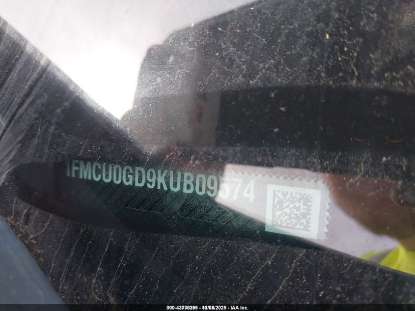 2019 Ford Escape Se VIN: 1FMCU0GD9KUB09574 Lot: 43738296