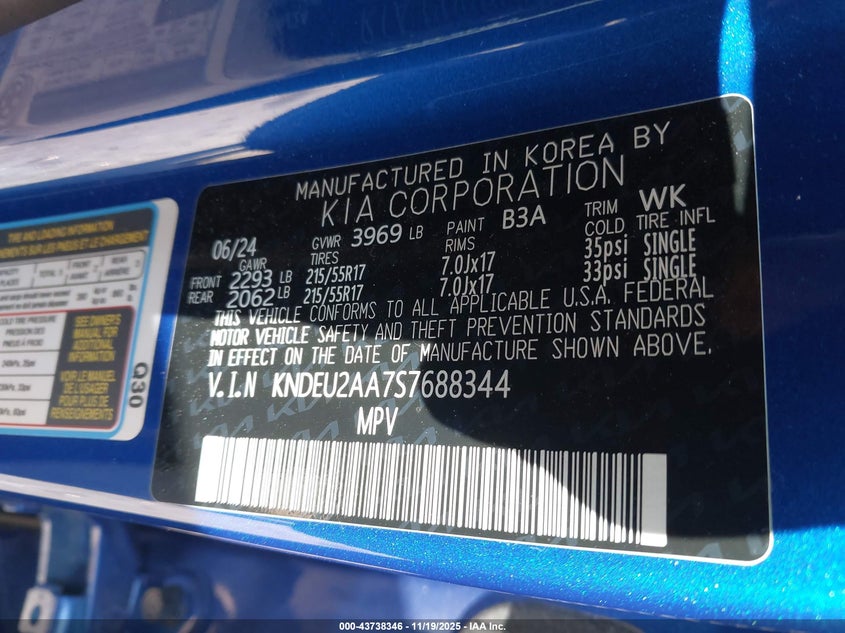 2025 Kia Seltos S VIN: KNDEU2AA7S7688344 Lot: 43738346
