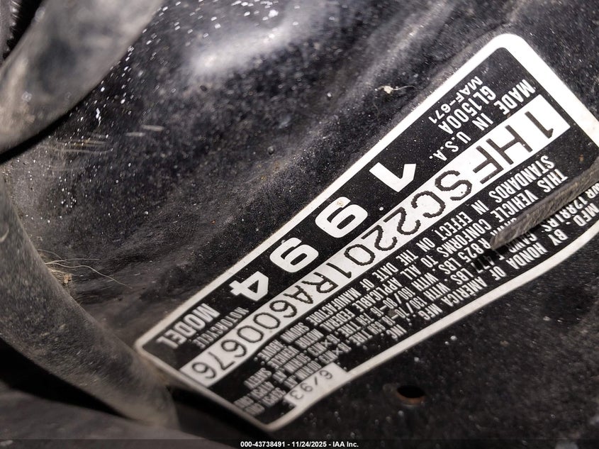 1994 Honda Gl1500 A VIN: 1HFSC2201RA600676 Lot: 43738491