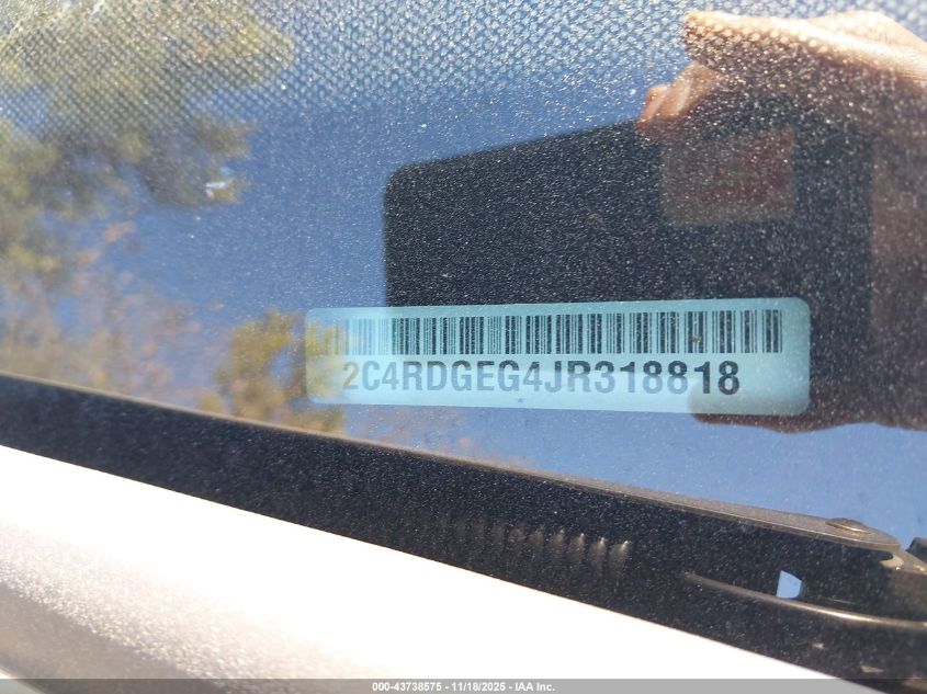 2018 Dodge Grand Caravan Gt VIN: 2C4RDGEG4JR318818 Lot: 43738575