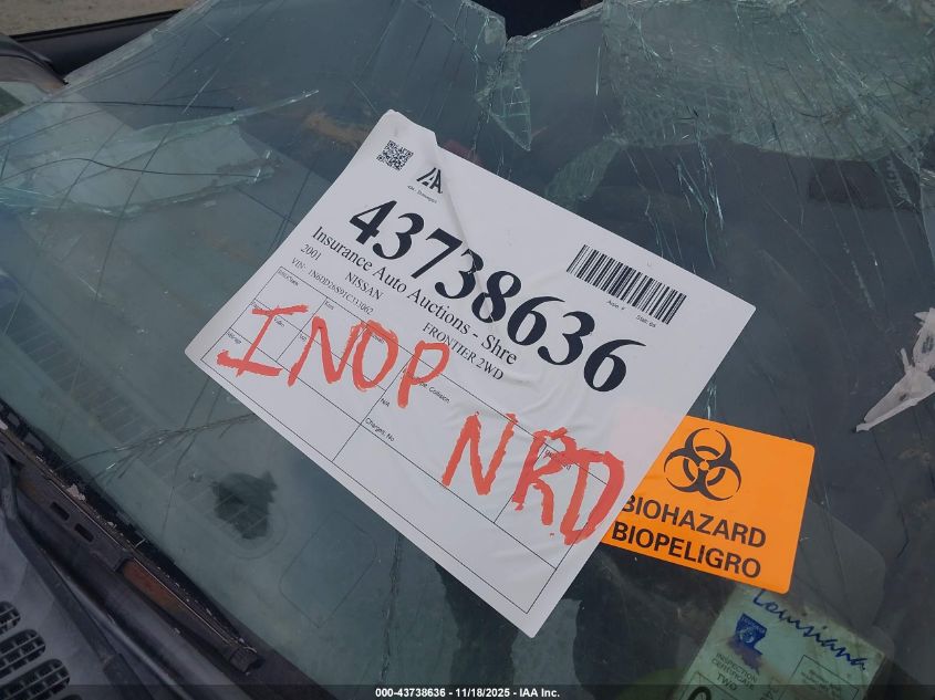 VIN: 1N6DD26S91C333062 NISSAN FRONTIER 2WD 2001 BLACK Photo 8