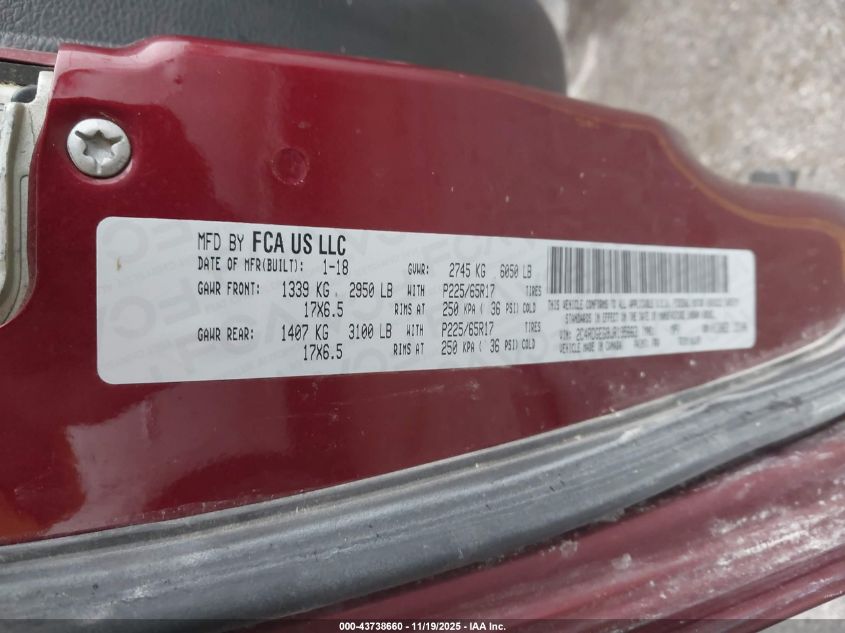 2018 Dodge Grand Caravan Gt VIN: 2C4RDGEG9JR195663 Lot: 43738660