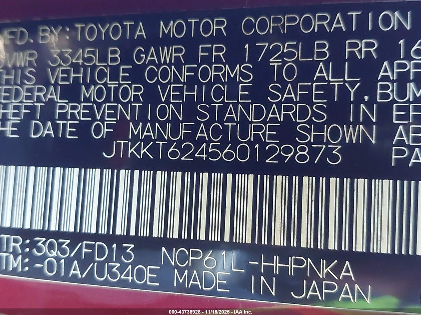 2006 Scion Xa VIN: JTKKT624560129873 Lot: 43738928