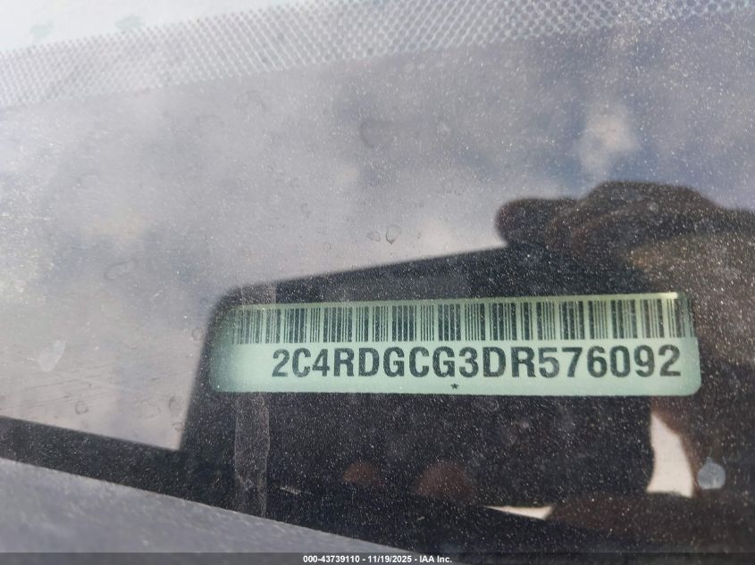 2013 Dodge Grand Caravan Sxt VIN: 2C4RDGCG3DR576092 Lot: 43739110