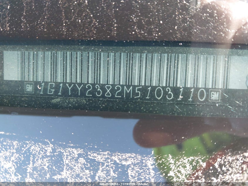 1991 Chevrolet Corvette VIN: 1G1YY2382M5103110 Lot: 43739353