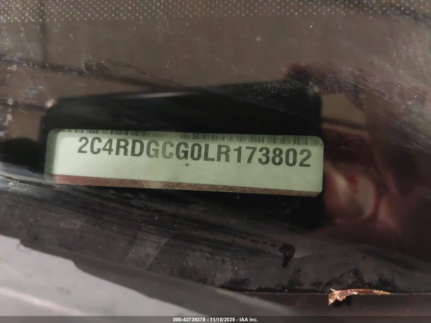 2020 Dodge Grand Caravan Sxt VIN: 2C4RDGCG0LR173802 Lot: 43739378