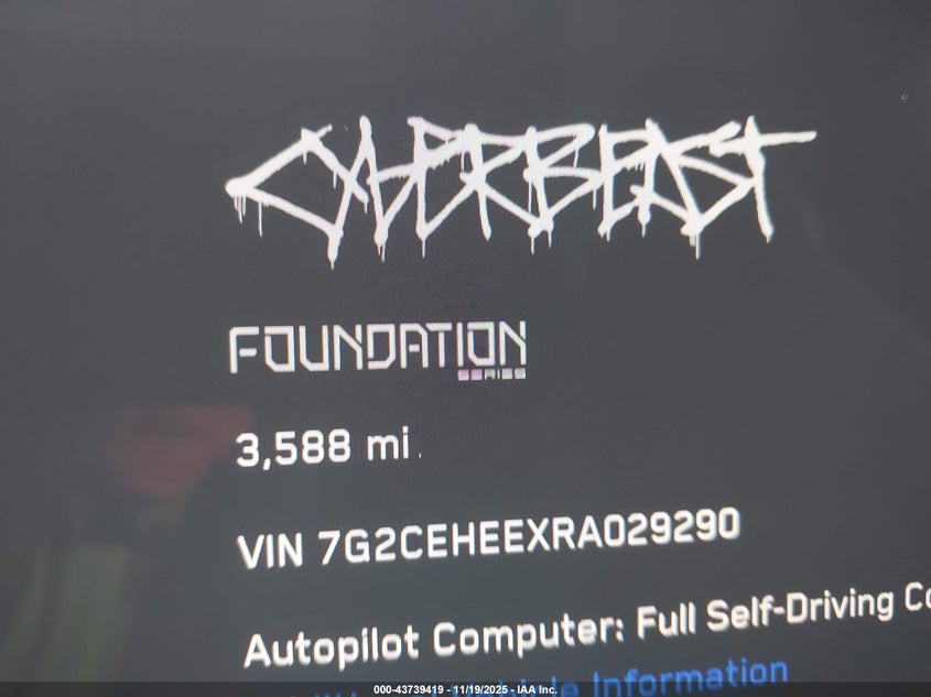 2024 Tesla Cybertruck Cyberbeast VIN: 7G2CEHEEXRA029290 Lot: 43739419