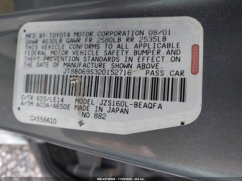 JT8BD69S320152716 2002 LEXUS GS 300 photo no. 9