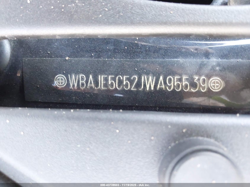 2018 BMW 540I VIN: WBAJE5C52JWA95539 Lot: 43739503
