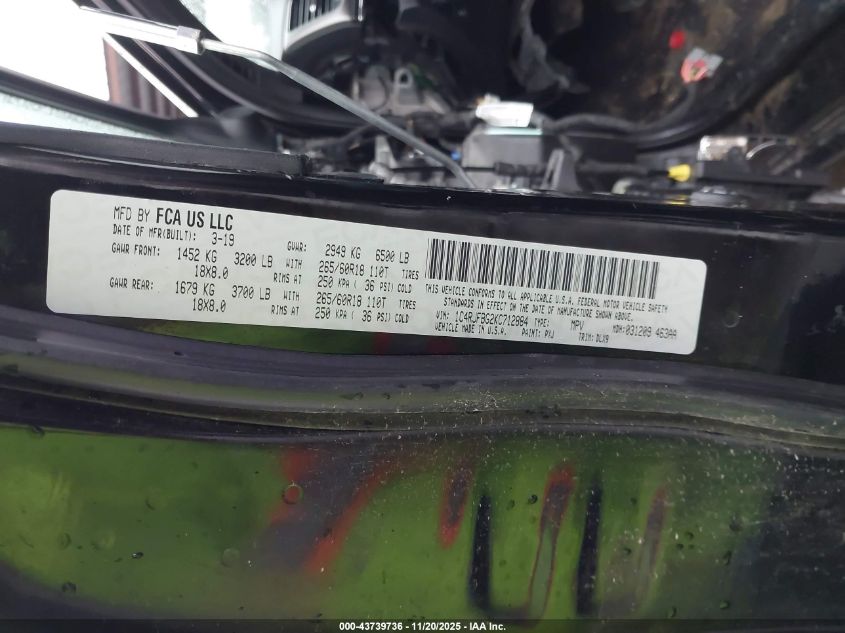 2019 Jeep Grand Cherokee Limited 4X4 VIN: 1C4RJFBG2KC712884 Lot: 43739736