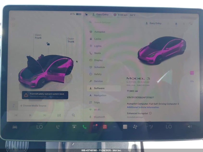 2022 Tesla Model 3 Long Range Dual Motor All-Wheel Drive VIN: 5YJ3E1EB2NF351807 Lot: 43740160