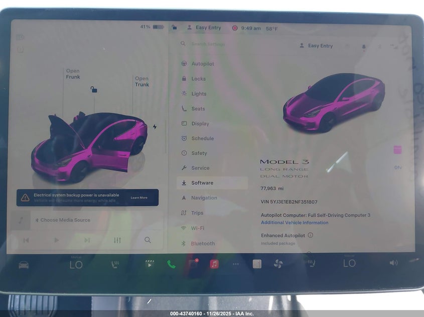 2022 Tesla Model 3 Long Range Dual Motor All-Wheel Drive VIN: 5YJ3E1EB2NF351807 Lot: 43740160