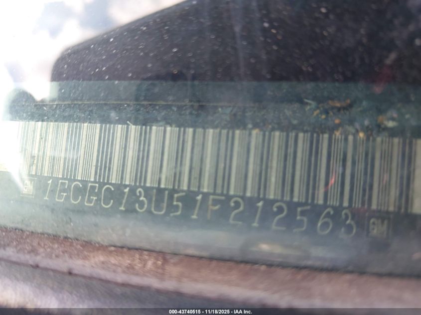 2001 Chevrolet Silverado 1500Hd Ls VIN: 1GCGC13U51F212563 Lot: 43740515