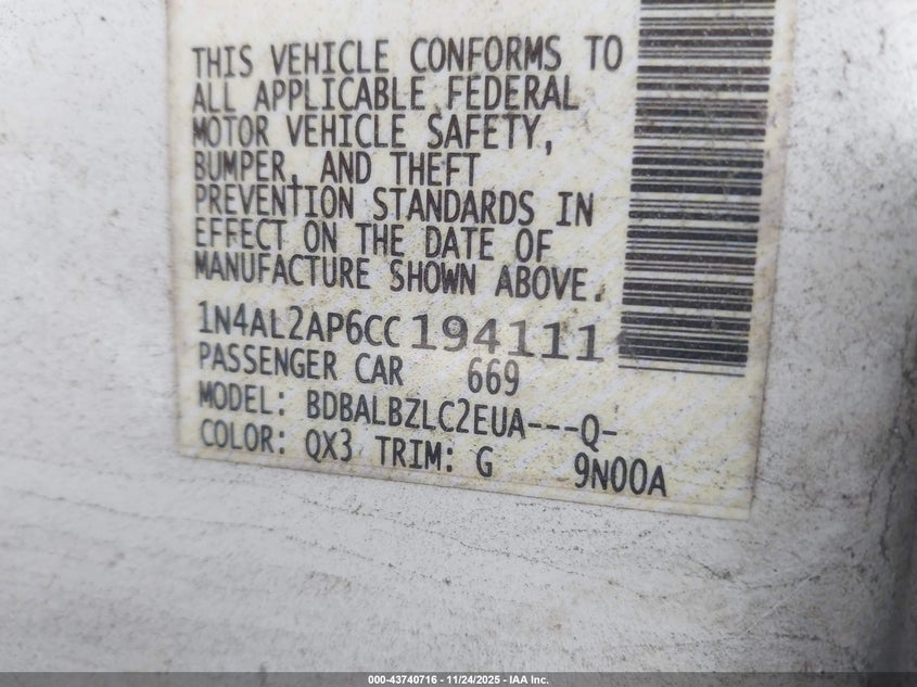 1N4AL2AP6CC194111 2012 NISSAN ALTIMA photo no. 9