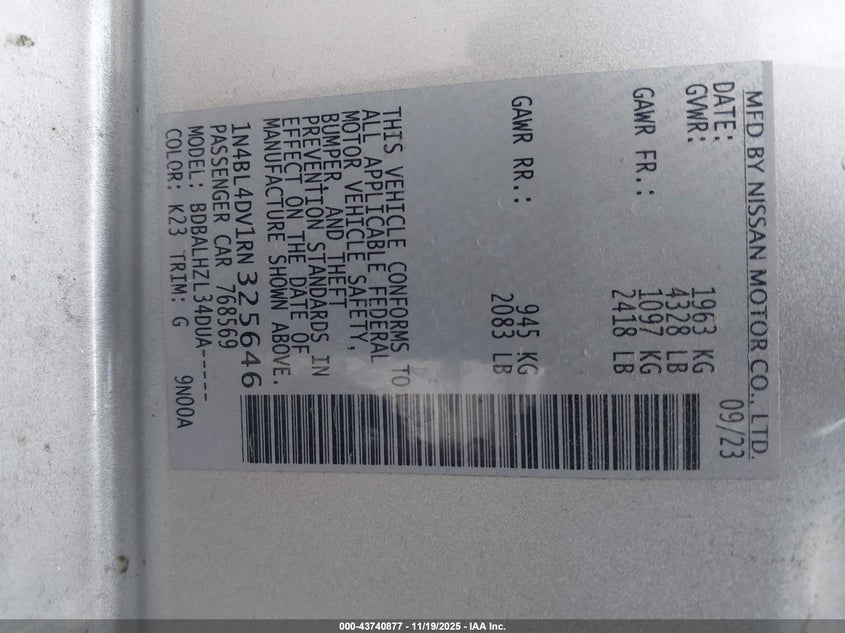 1N4BL4DV1RN325646 2024 NISSAN ALTIMA photo no. 9