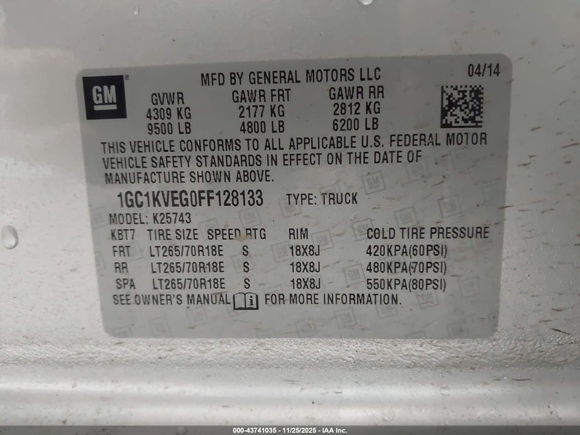 1GC1KVEG0FF128133 2015 CHEVROLET SILVERADO photo no. 9