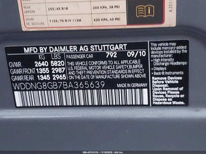 2011 Mercedes-Benz S 550 4Matic VIN: WDDNG8GB7BA365639 Lot: 43741319