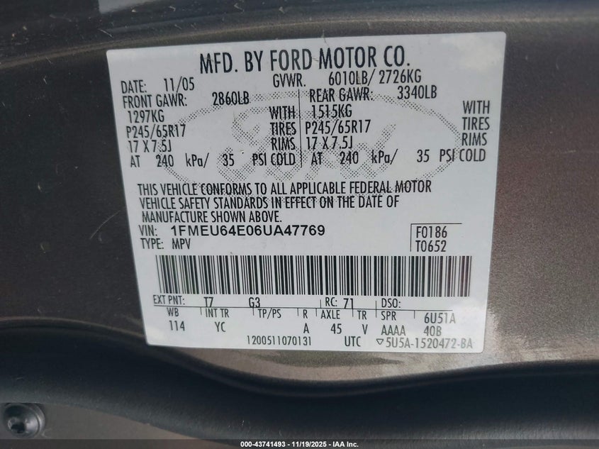 1FMEU64E06UA47769 2006 FORD EXPLORER photo no. 9